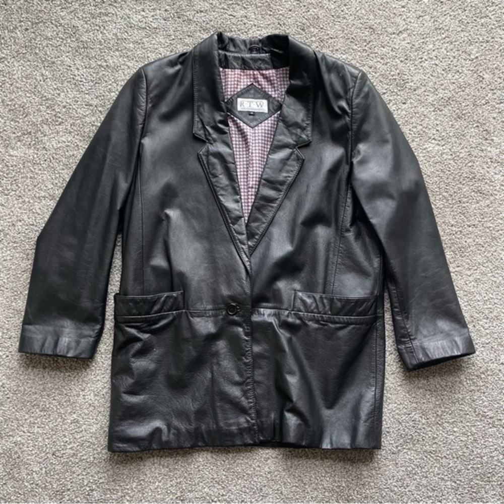 Vintage RTW Ready to Wind Down Leather Jacket Men's Size Medium Black 1970s